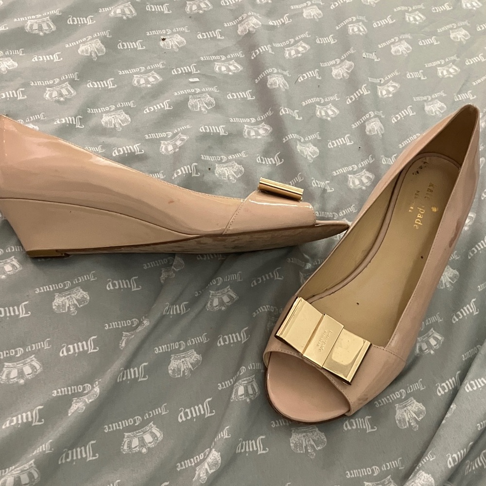 Kate Spade ♠️ Nude Peep-Toe Wedge Shoes